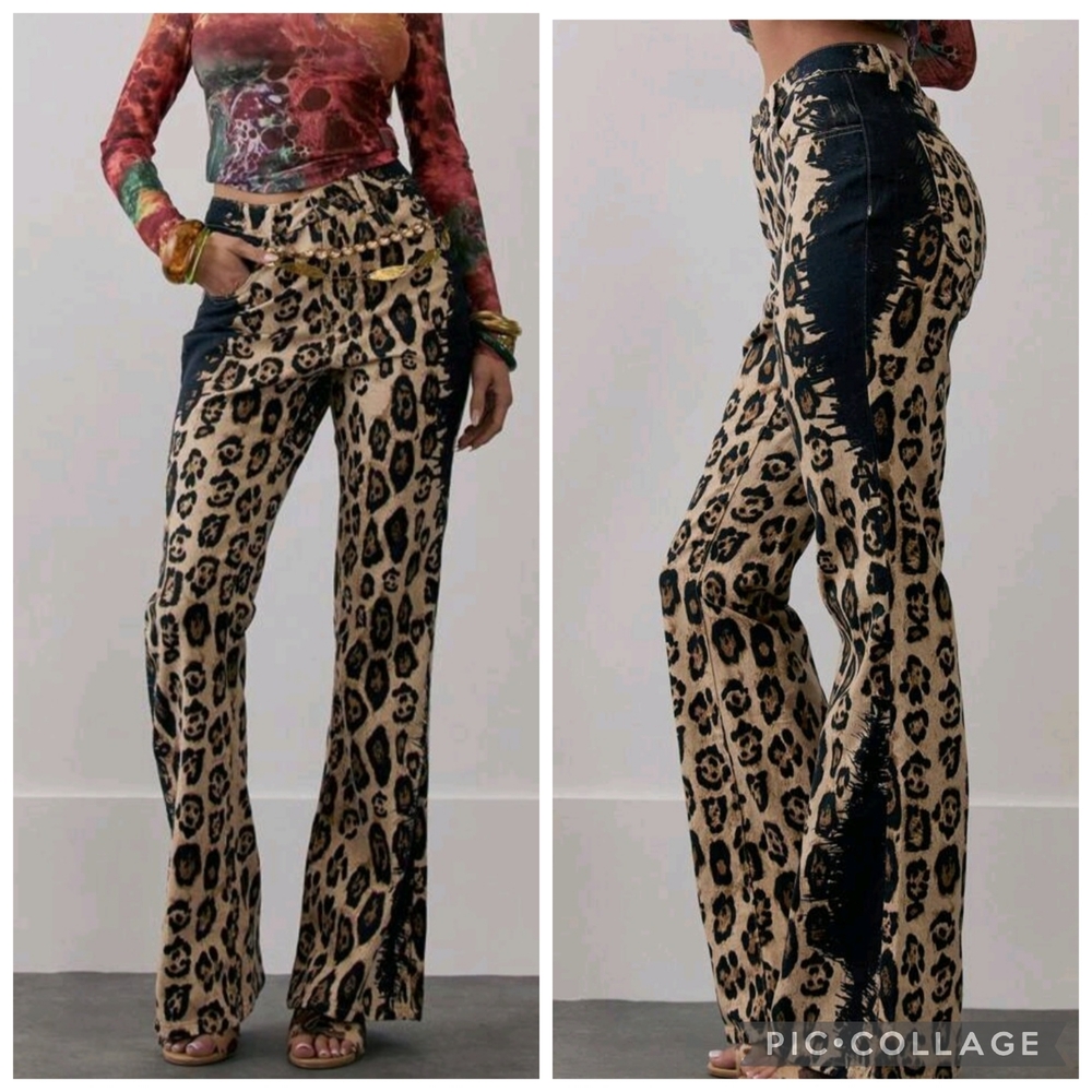 🔥 Musera Leopard Print Flare Jeans